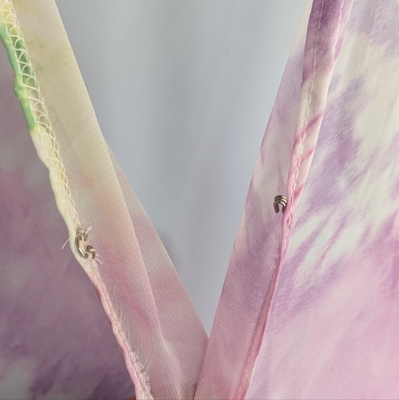 Boohoo Maxi Tie Dye Kimono Neon Colors Sheer Small EUC - Picture 6 of 12